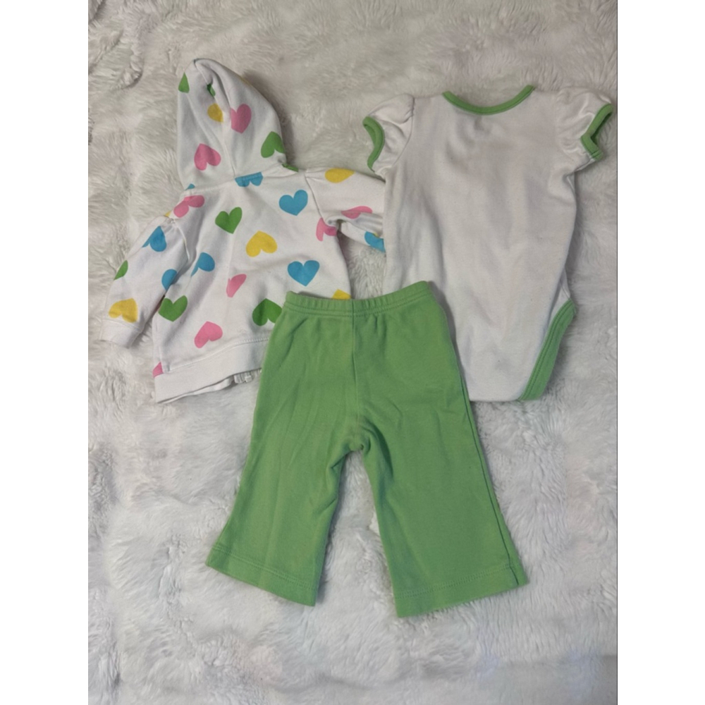 Carter’s 3M Baby Girl 3-Piece Outfit Set Hearts Hoodie Pants Bodysuit - Picture 2 of 5